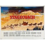 Stagecoach (1966) British Quad film poster, artwork by Norman Rockwell, Western, folded,