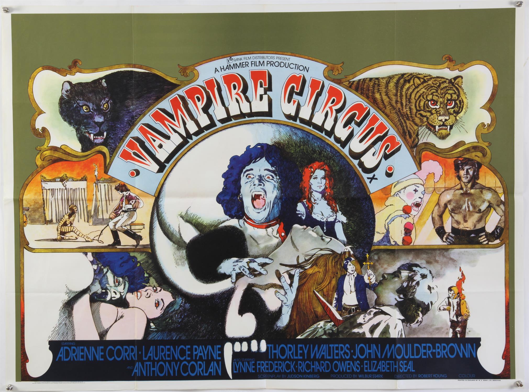 Vampire Circus (1972) British Quad film poster for the Hammer horror film featuring the infamous