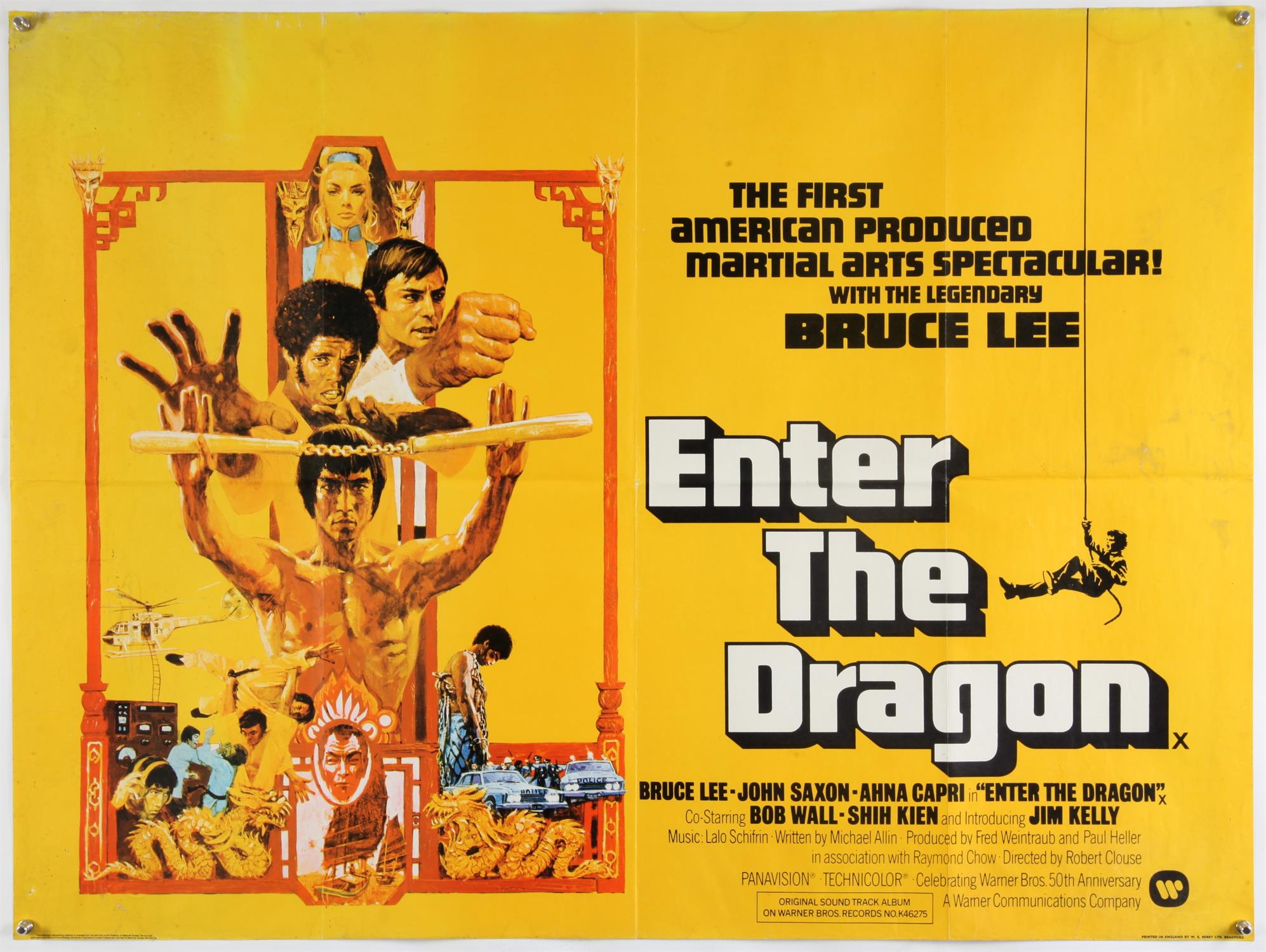 Enter The Dragon (1973) British Quad film poster, starring Bruce Lee, folded, 30 x 40 inches.