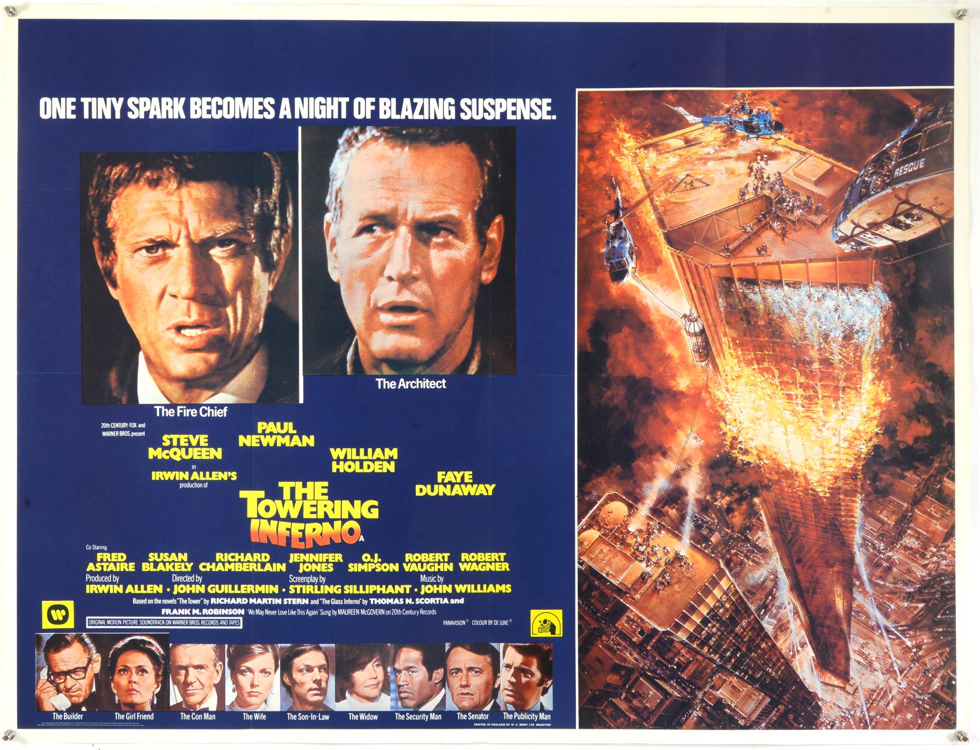 The Towering Inferno (1974) British Quad film poster, artwork by John Berkey, starring Steve