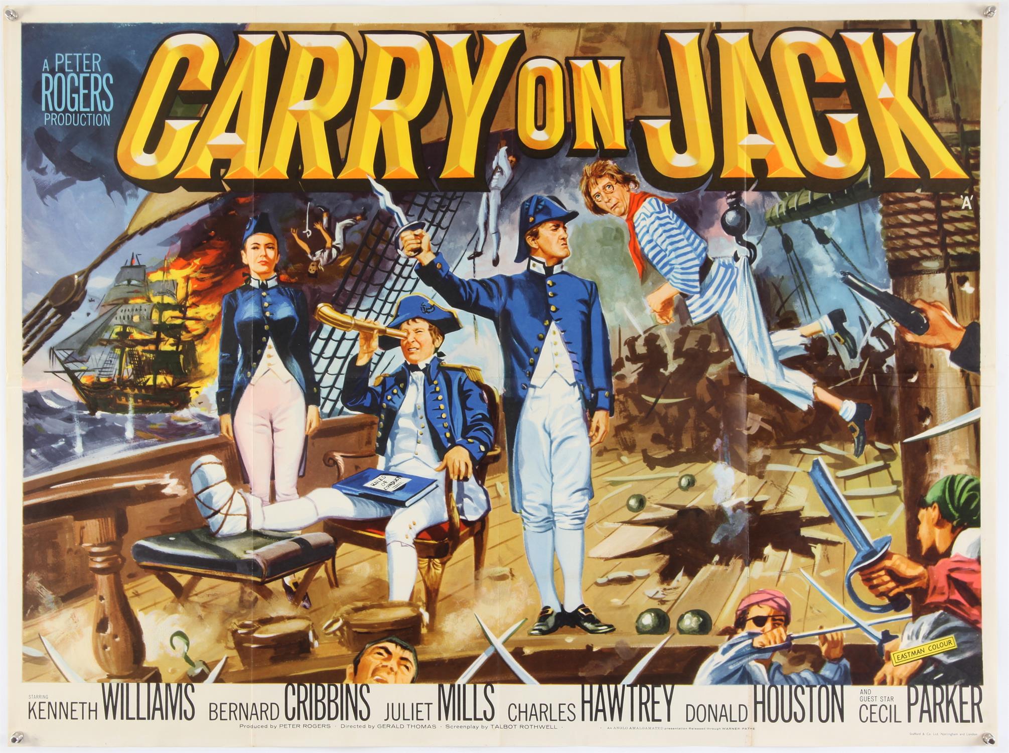 Carry On Jack (1963) British Quad film poster, artwork by Tom Chantrell, folded, 30 x 40 inches. - Image 2 of 3