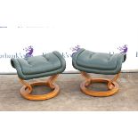 Two Ekornes Stressless foot stools with leather upholstery, h42.5cm w51cm d39cm