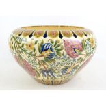 Early 20th century jardiniere by Fischer, J Budapest, decorated with blossoming flowers and foliage,