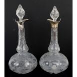 Pair of Art Noveau "Rock Crystal" style cut glass decanters, probably by Stevens & Williams,