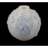 Rene Lalique 'Druide' vase, blue opaque opalescent glass with staining, etched script R.