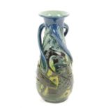 Art Nouveau C H Brannam vase, designed by Thomas Liverton, dated 1908, slender, shouldered form,