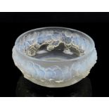 Rene Lalique Primeveres box, lacking cover, impressed mark R. Lalique, 15cm diameter rim