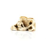 A Japanese Netsuke , Meiji Period Carved Ivory in shape of a mermaid ,  2 X 4 cm Comes with a Dutch