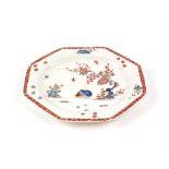 An octagonal Kakiemon dish , Edo Period , Circa 1675-1725, decorated with birds and flowering