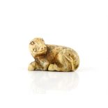 A Japanese Netsuke , Meiji Period Carved Ivory representing an animal , Signed .  2.9 X 4.5 cm,