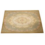 Contemporary Aubussson carpet with wool and cotton in pastel shades with typical floral designs and