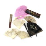 Amended description This lots includes an Art Deco silk fan signed Joly and Collection of vintage