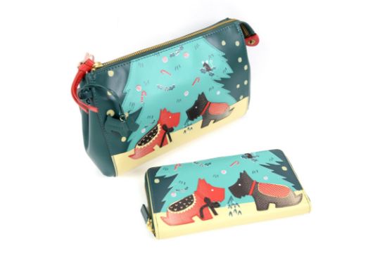 Radley zip top Clutch “under the Mistletoe” with matching zip wallet. Dust bags and original sale - Image 1 of 2