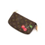 Louis Vuitton Pochette the monogram canvas with cherry motif designed by Takashi Murakami (links to