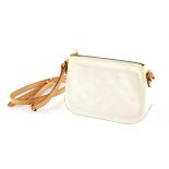 Louis Vuitton Accessoire crossbody cream patent leather bag, zip top closure, back pocket,