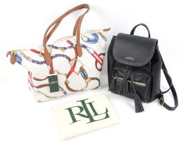 Ralph Lauren zip top canvas tote bag “Vanla belt” 32cm high, 44cm wide at widest part with