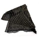 1920s black Assuit shawl of typical design 242x 90cm