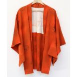 Three vintage Japanese silk and cotton mixture Hori Komino jackets. In burnt orange typical motifs,