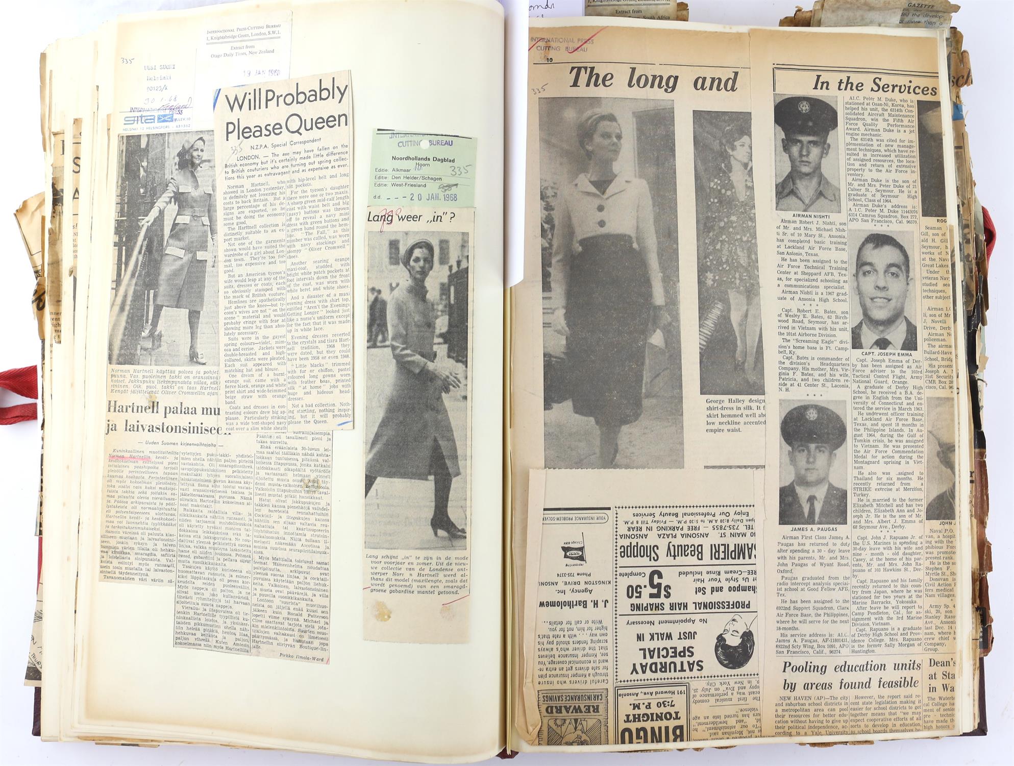 Norman Hartnell International Press Cuttings 1967-1968 contained in two large binders, - Image 3 of 3