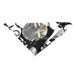 Chanel scarf in black and white with typical motifs and rolled edges 88cm x 87cm