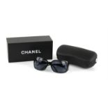 Chanel oversized ladies sunglasses, with silver interlaced Cs, cased and boxed with information