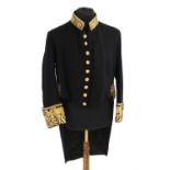 Diplomats Court Coatee Dress coat in black wool with heavy bullion braided collar,