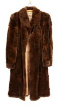 Two brown vintage coats 1 faux fur, 1 shaved rabbit fur, together with a shaved rabbit fur jacket