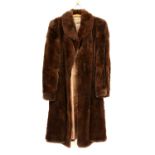 Two brown vintage coats 1 faux fur, 1 shaved rabbit fur, together with a shaved rabbit fur jacket