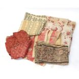 Collection of assorted English and European fabrics in various materials including silk including a