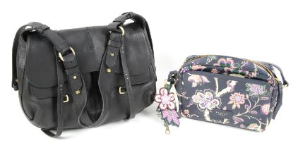 Radley black leather hobo style shoulder bag with pockets, with coin purse, H26cm W35/30cm.