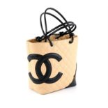 Chanel black and tan Ligne Cambon Tote Bag in calfskin leather ,with interlocking c detail,