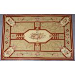 Amended description Needlepoint Aubusson style rug, with central floral medallion and panels of