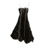 Ricci Michaels of Mayfair, black velvet sleeveless evening gown with boned bodice,