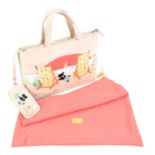 Radley signature grab bag and matching coin purse, seaside scene pale pink. Original tag,