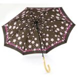 Large Louis Vuitton umbrella with LV monogram and pink floral design by Takashi Murakami 88cm long