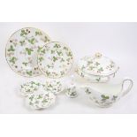 Wedgwood Wild Strawberry dinner service, to include: gravy boat on saucer, bell, meat plate,