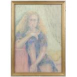 Set of two pastel nude studies, with a portrait of a young woman. Framed and glazed.