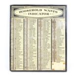 Charles Letts & Co, London, Household Wants Indicator metal peg flip board. 33 x 28cm.