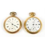 Two pocket watches, an open faced Ingersoll Ltd Triumph pocket watch, enamel dial,