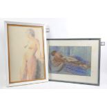 Phyllis Huson (British, contemporary), 'Standing Nude'. Pastel. Signed lower left.