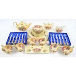 Aynsley Orchard 22 piece tea set bearing signatures for N Brunt and D Jones, together with a