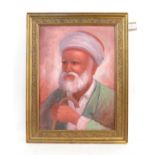 Oil on canvas portrait of a Middle Eastern gentleman. Signed indistinctly 'Ali A' lower left.