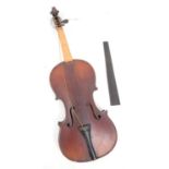 Early 20th century student violin with one piece 32cm back