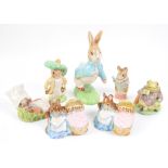 Large collection of 45 Beswick and Royal Albert Beatrix Potter porcelain figures (height typically