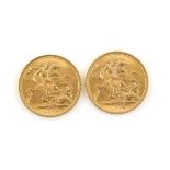 Two Elizabeth II full gold sovereigns, 1968