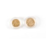 A proof sovereign 1981 and a proof half sovereign 1980, both coins in capsules without case or