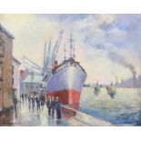 Marjorie Joy Altaras (British, twentieth century), 'Manchester Ship Canal'. Oil on canvas.