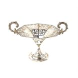 Edawrd VII silver octagonal two handled pierced silver comport. makers mark AB Birmingham 1905,