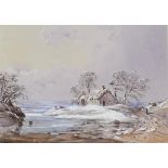 George Jackson (British, 1816-1876), snowy landscape. Watercolour and body-colour.