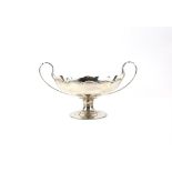 George V silver pedestal bowl with two scroll handles by Manoah Rhodes & Sons Ltd, Sheffield 1927,